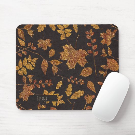 Rustikales Goldenes Blätter Herbst Mousepad (Mit Mouse)