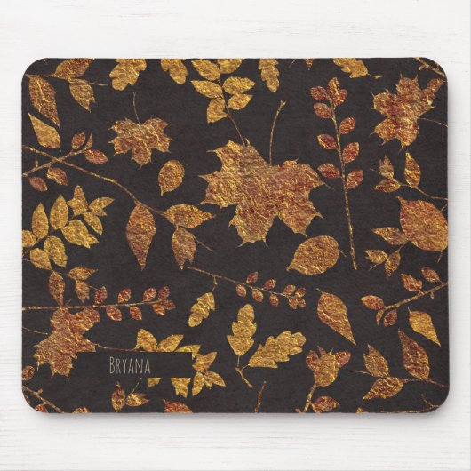 Rustikales Goldenes Blätter Herbst Mousepad (Vorne)