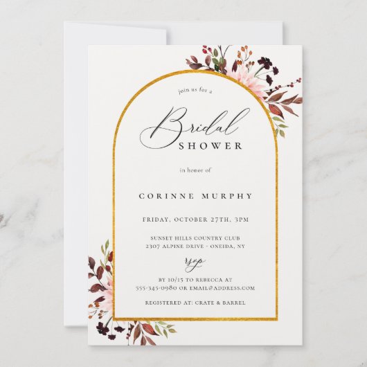 Rustikales Goldenes Brautparty Einladung (Vorderseite)