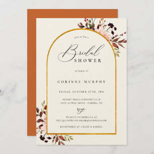 Rustikales Goldenes Brautparty Einladung