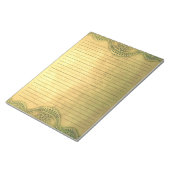 Rustikales goldenes Senfblatt mit Zierarbeit Notizblock (angewinkelt)