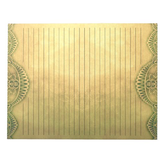 Rustikales goldenes Senfblatt mit Zierarbeit Notizblock (Vorderseite)