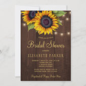 Rustikales goldenes Sonnenblumen Brautparty aus ed Einladung (Vorderseite)