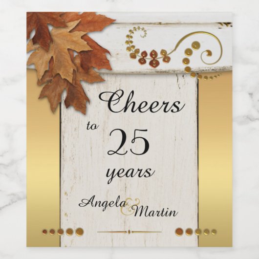 Rustikales Goldfall-Jubiläum Weinsiegel Weinetikett (Einzelnes Label)