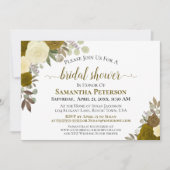 Rustikales goldfarbenes Brautparty mit Blumenmuste Einladung (Vorderseite)