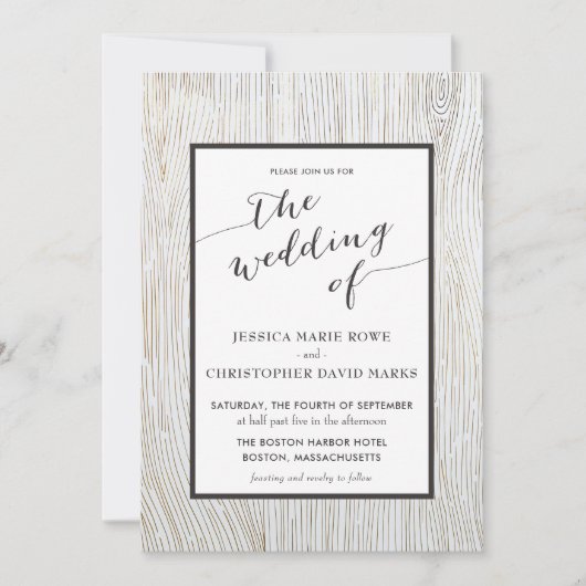 Rustikales Goldholz Einladung (Vorderseite)