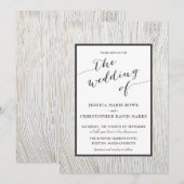 Rustikales Goldholz Einladung (Vorne/Hinten)