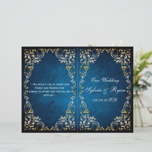 Rustikales Goldmedaille-Hochzeitsprogramm (Stehend Vorderseite)