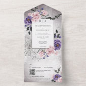 Rustikales Gothrosa und Lila Halloween QR-Code All In One Einladung (Innen Boden)