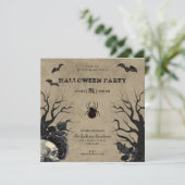 Rustikales Gotisches Halloween-Party Einladungen (Stehend Vorderseite)