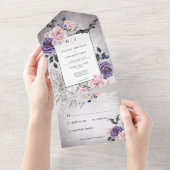 Rustikales Gotisches Rosa & Lila Halloween kein Ab All In One Einladung (Abreißen)