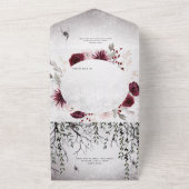 Rustikales Gotisches Schwarz & Burgund Halloween C All In One Einladung (Außenbereich)