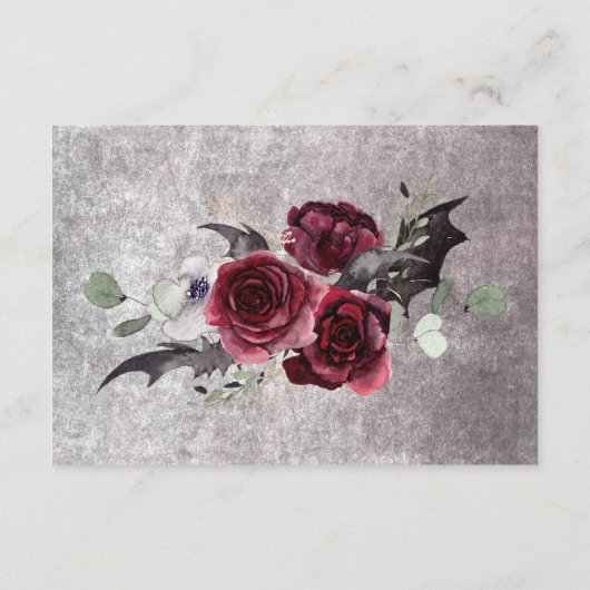 Rustikales Gotisches Schwarz & Burgund Halloween D Begleitkarte (Rückseite)