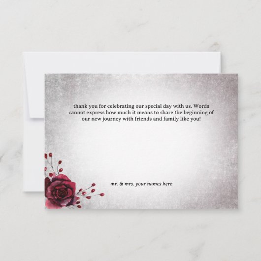 Rustikales Gotisches Schwarzes & Burgund Halloween Dankeskarte (Rückseite)