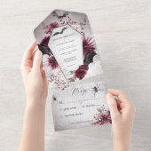 Rustikales Gotisches Schwarzes Burgund Halloween k All In One Einladung (Abreißen)