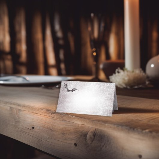 Rustikales Gotisches Schwarzes & Burgund Halloween Platzkarte