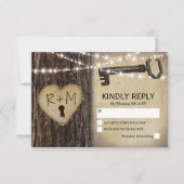 Rustikales Gotisches Skelett Schlüssel & Baum Herz RSVP Karte (Vorderseite)