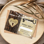 Rustikales Gotisches Skelett Schlüssel & Baum Herz RSVP Karte