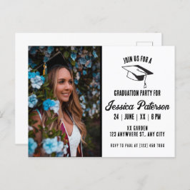 Rustikales Graduierungsparty Foto Moderner Vintage Ankündigungspostkarte