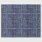 Rustikales, grafisches, blaues Lila Muster Geschenkpapier (Flach)