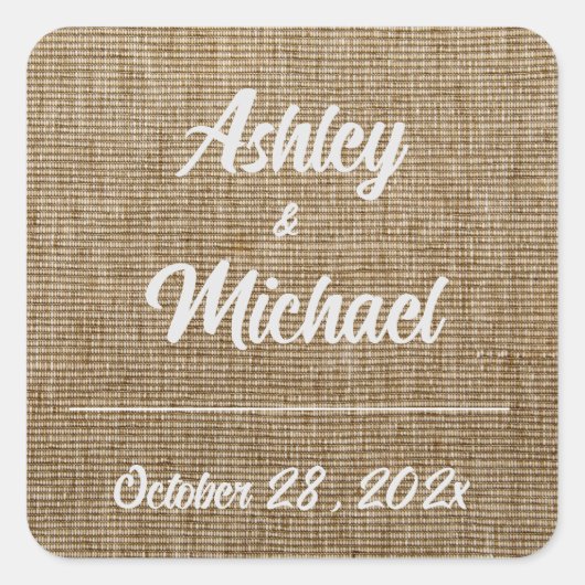 rustikales Gratulenmuster Hochzeit Quadratischer Aufkleber (Vorderseite)