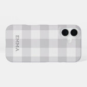 Rustikales Grau Buffalo Karo Monogram iPhone 16 Hülle (Rückseite (Horizontal))