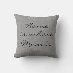 Rustikales Grau Burlap Zuhause ist der Ort, an dem Kissen