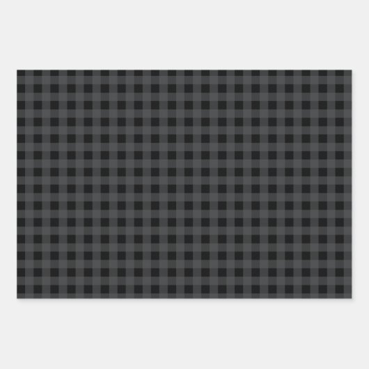 Rustikales, grau Kariertes Buffalo Karo Mixed Patt Geschenkpapier Set (Vorderseite 2)