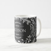 Rustikales Grau-Winter-Monogramm Kaffeetasse (VorderseiteRechts)