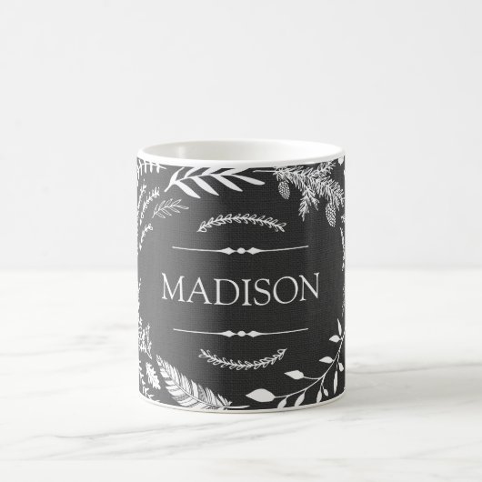 Rustikales Grau-Winter-Monogramm Kaffeetasse (Mittel)