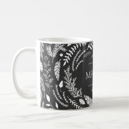 Rustikales Grau-Winter-Monogramm Kaffeetasse (Links)