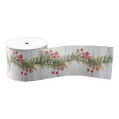 Rustikales graues Barnboard Holly and Red Berries Ripsband (Spule)