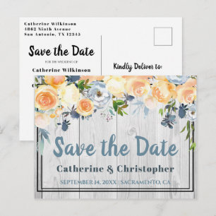 Rustikales graues Barnwood Floral Save the Date Postkarte