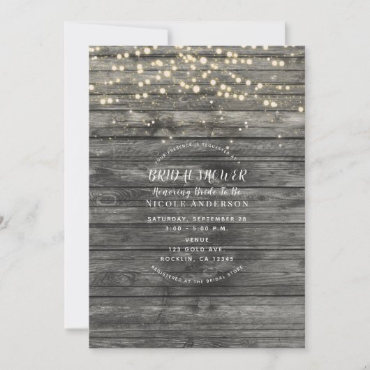 Rustikales graues Brautparty Einladung (Vorderseite)