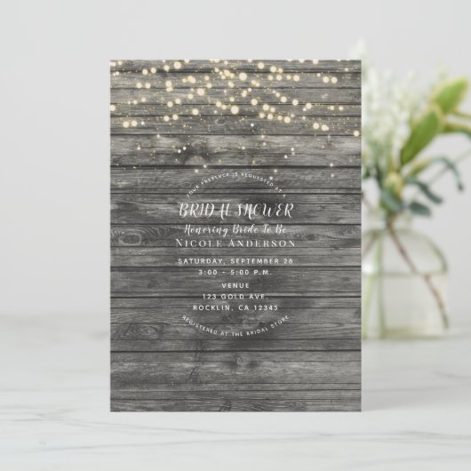 Rustikales graues Brautparty Einladung (Stehend Vorderseite)