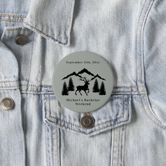 Rustikales graues Buck Jagen Bachelor Weekend Button (Beispiel)