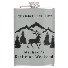 Rustikales graues Buck Jagen Bachelor Weekend Flachmann