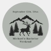 Rustikales graues Buck Jagen Bachelor Weekend Runder Aufkleber (Vorderseite)