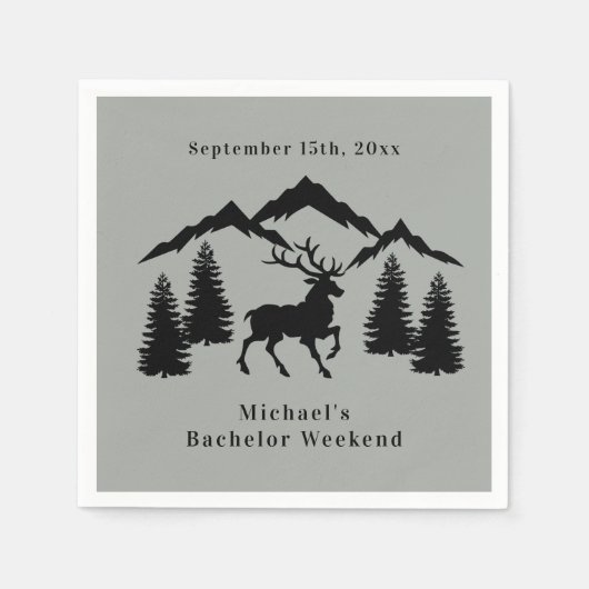 Rustikales graues Buck Jagen Bachelor Weekend Serviette (Vorderseite)
