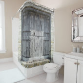 Rustikales graues, gewittertes Holzgesteinentor Duschvorhang (Beispiel)