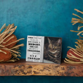 Rustikales graues Holz Haustier Katze Memorial Fot Fotoplatte (Seite)