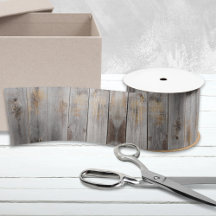 Rustikales graues Holz Tone Planks Satin Ribbon