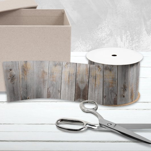 Rustikales graues Holz Tone Planks Satin Ribbon Satinband