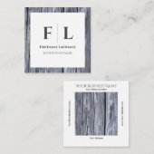 Rustikales graues Holzdesign mit Initialen Quadratische Visitenkarte (Vorne/Hinten)