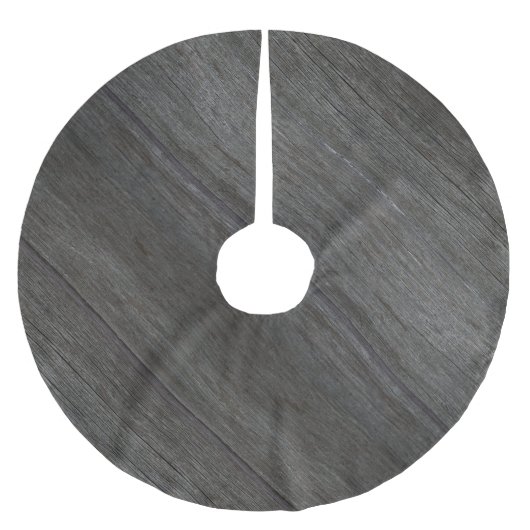 Rustikales graues Holzmuster Polyester Weihnachtsbaumdecke (Vorderseite)