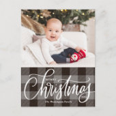 Rustikales, graues Kariertes Weihnachtsfest Foto Feiertagspostkarte (Vorderseite)