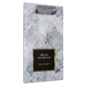 Rustikales graues Marmorgold mit Monogramm Klemmbrett (Rechts)