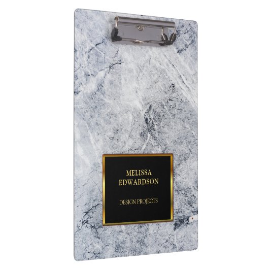 Rustikales graues Marmorgold mit Monogramm Klemmbrett (Rechts)