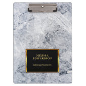 Rustikales graues Marmorgold mit Monogramm Klemmbrett (Vorderseite)