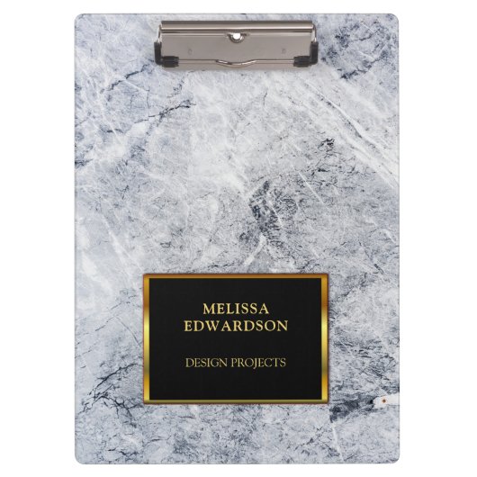 Rustikales graues Marmorgold mit Monogramm Klemmbrett (Vorderseite)
